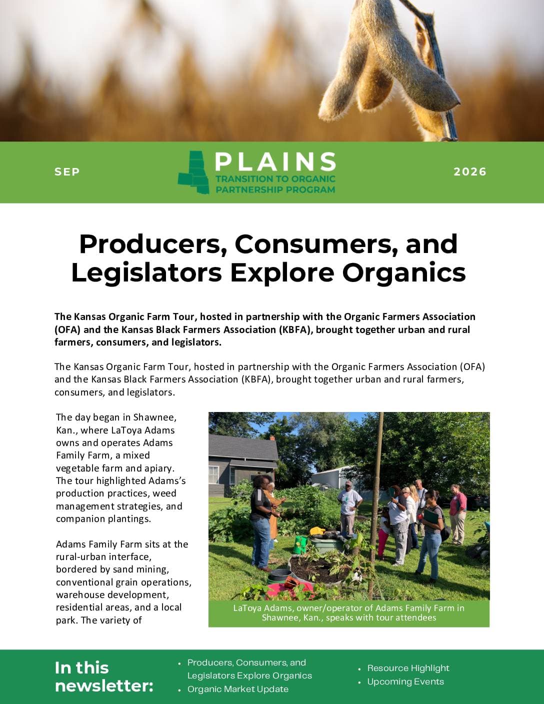 Plains TOPP September 2026 Newsletter